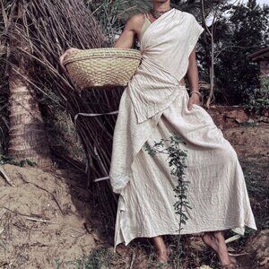 SOLD Ethnic Saree Wrap Skirt, 100% Raw Peace Silk, Indian Style Skirt, Dress